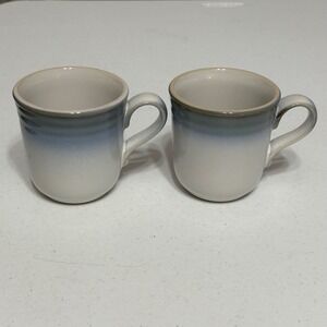 Noritake Sorcerer Blue Ombre Stoneware Coffee Mugs Set of 2 Made in Japan VTG